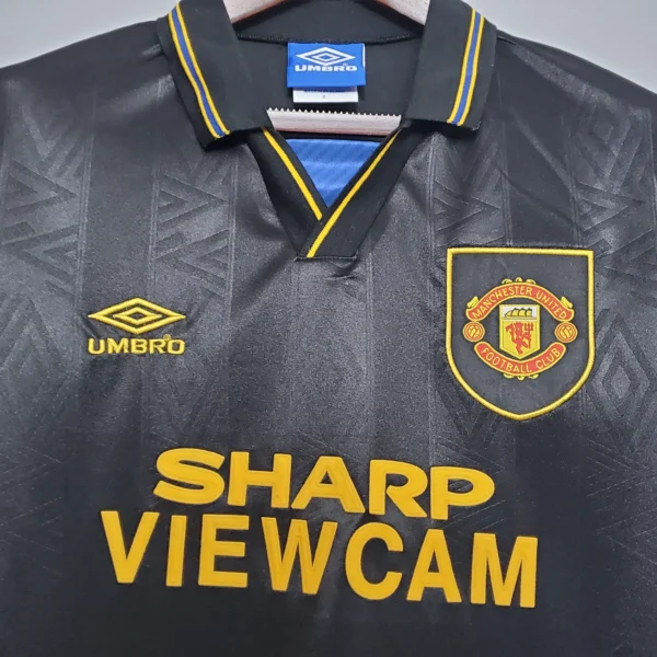 Maglia retro Manchester United nera 1993-1995 collo