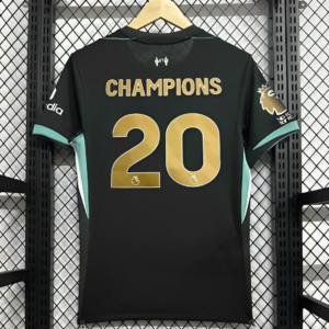Maglia nera Liverpool 20 Champions 2024-2025 con numero