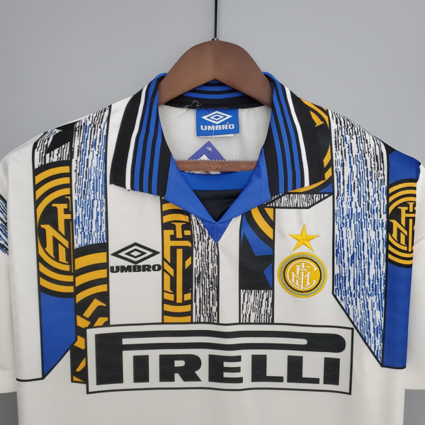 Maglia retro bianca Inter Milano 1996-1997 collo