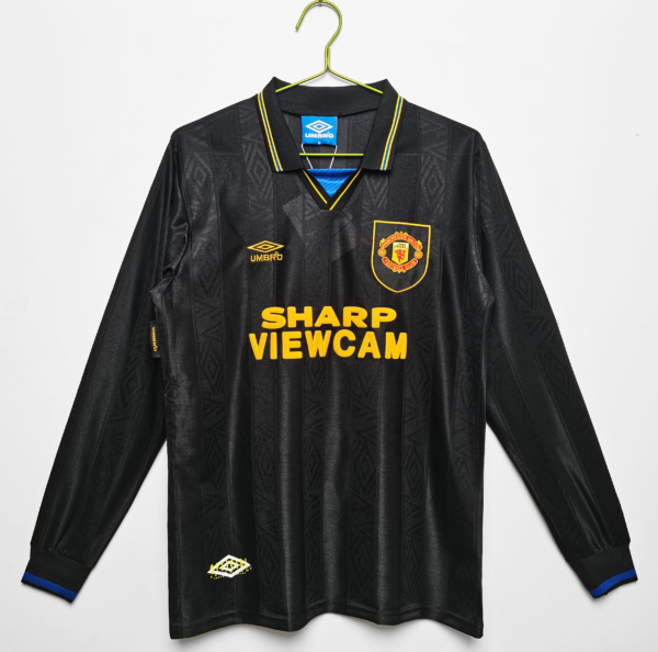 Maglia retro nera Manchester United a maniche lunghe 1993-1994