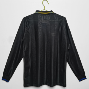 Maglia retro nera Manchester United a maniche lunghe 1993-1994 con numero