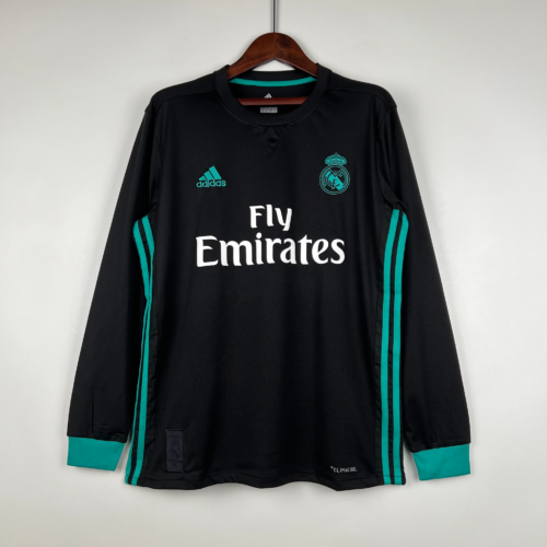 maglia retrò nera Real Madrid a maniche lunghe 2017-2018