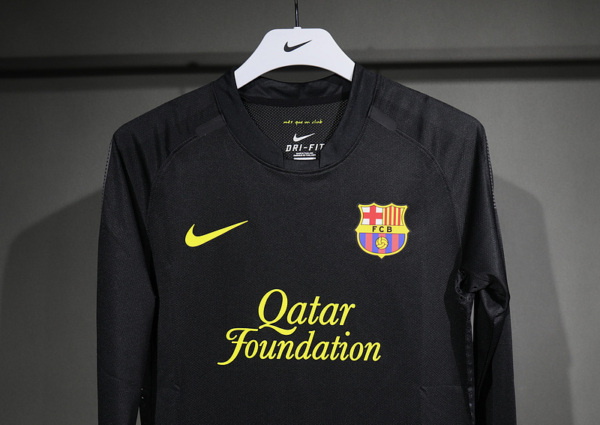 Maglia nera FC Barcelona a maniche lunghe 2011-2012 collo