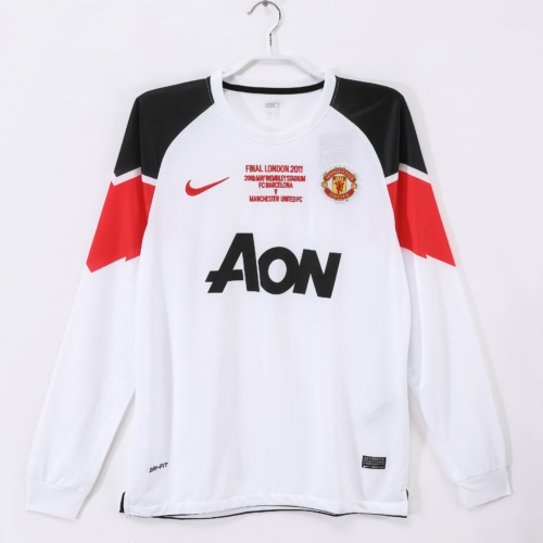 Maglia retro Manchester United bianca 2010-2011 manica lunga
