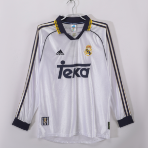 Maglia retrò bianca Real Madrid 1999–2000 a maniche lunghe