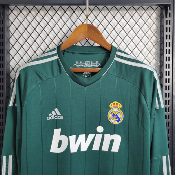 maglia retrò verde Real Madrid 2012-2013 a maniche lunghe collo