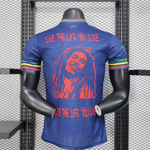 Maglia Ajax Bob Marley 2025-2026 blu con numero