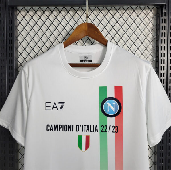 Maglia Napoli Campione 2022-2023 Bianca Edizione Champions Versione Fan